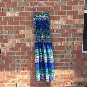 LAST CHANCE She's Cool Maxi Dress Size Small Boho Blue Green